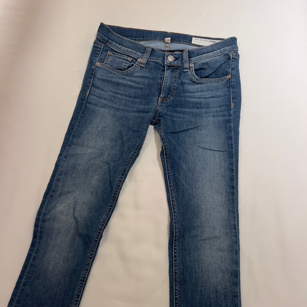 Rag‎ & Bone Ankle Skinny Jeans Medium Wash Raw Hem Blue Denim Womens Size 27